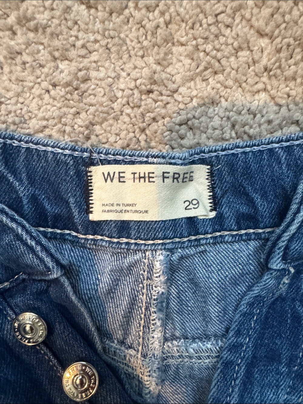 We The Free Wide Leg Embroidered Blue Denim Jeans - Picture 2 of 7